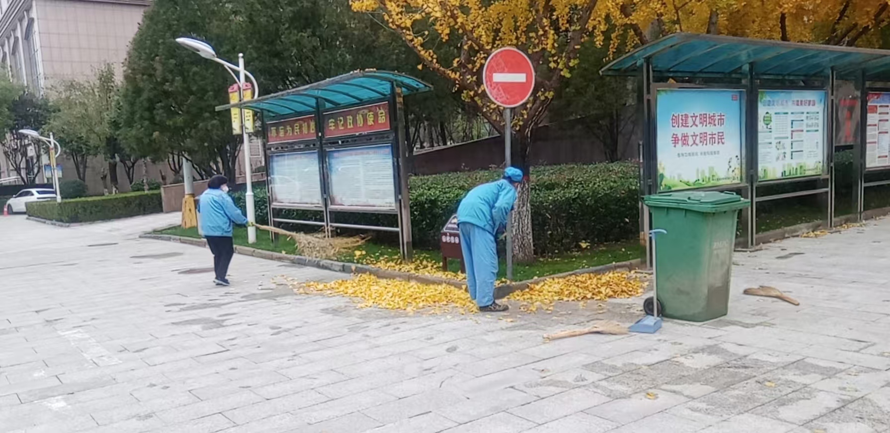 亚丰物业：清理落叶树枝   改善环境卫生